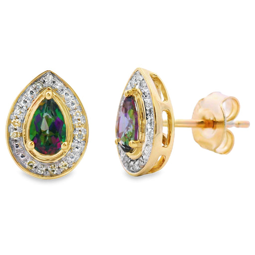 Bids.com .64ct Mystic Fire Topaz Stud Earrings 10KT Yellow Gold Earrings