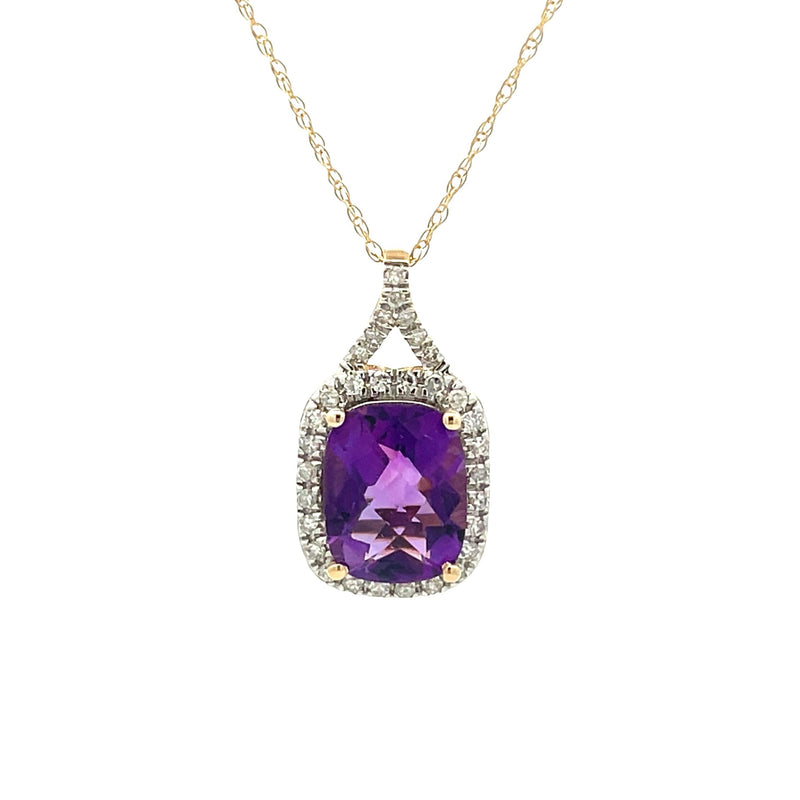 Bids.com Amethyst Diamond Fashion Pendants 14KT Yellow Gold Pendants