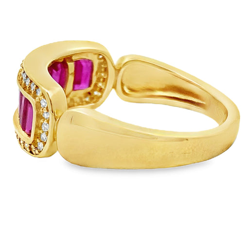 Bids.com 1.10ct Ruby Diamond Ring 10KT Yellow Gold Rings