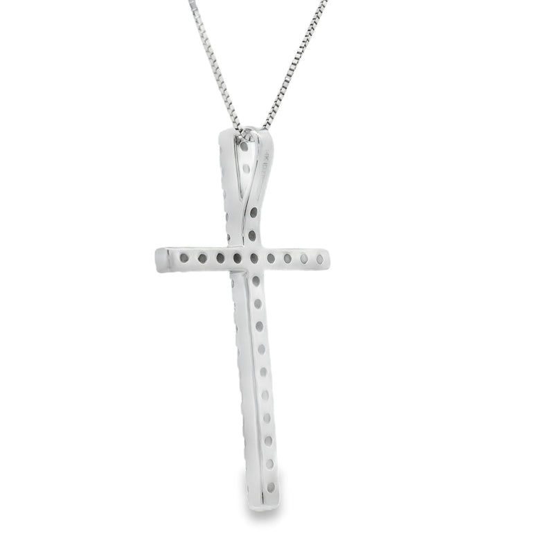 Bids.com .38ct Diamond Cross Religious Pendant 14KT White Gold Pendants