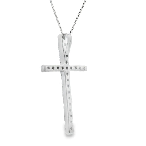 Bids.com .38ct Diamond Cross Religious Pendant 14KT White Gold Pendants