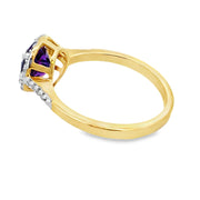 Bids.com 1.35ct Amethyst Diamond Ring 10KT Yellow Gold Rings