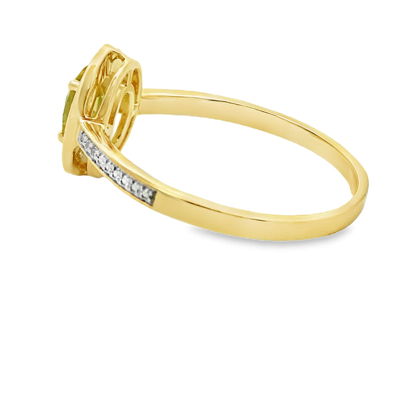 Bids.com .55ct Peridot Diamond Ring 10KT Yellow Gold Rings