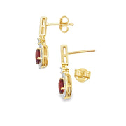 Bids.com 1.20ct Garnet Diamond Dangle Earrings 10KT Yellow Gold Earrings