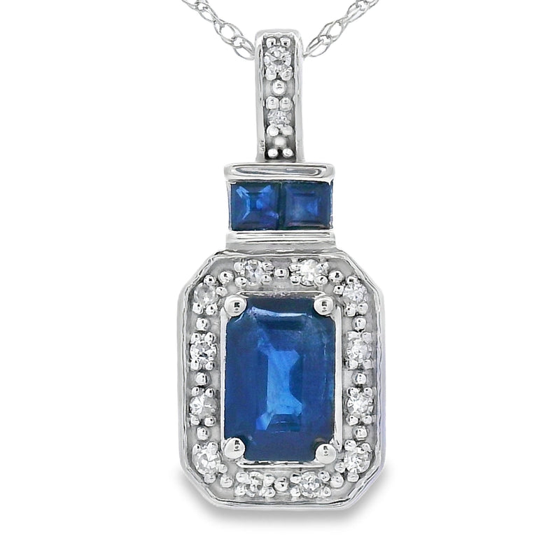 Bids.com .84ct Sapphire Diamond Fashion Pendants 14KT White Gold Pendants