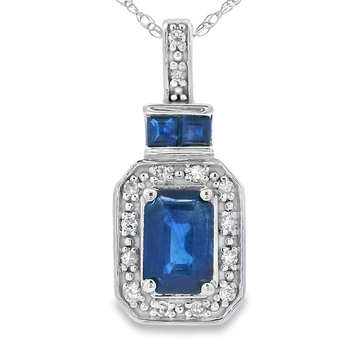 Bids.com .84ct Sapphire Diamond Fashion Pendants 14KT White Gold Pendants