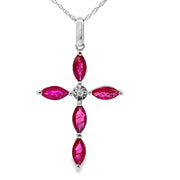Bids.com Ruby Diamond Cross Religious Pendant 10KT White Gold Pendants