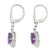 Bids.com 2.13ct Amethyst Diamond Dangle Earrings 10KT White Gold Earrings