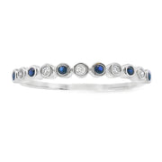 Bids.com Sapphire Diamond stackable band set 14KT White Gold Rings