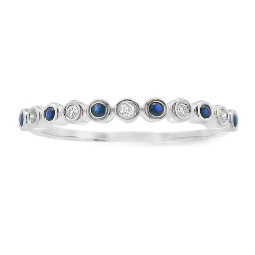 Bids.com Sapphire Diamond stackable band set 14KT White Gold Rings