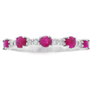 Bids.com .70ct Ruby Diamond Wedding Band Ring 10KT White Gold Rings