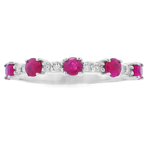 Bids.com .70ct Ruby Diamond Wedding Band Ring 10KT White Gold Rings