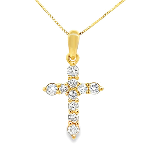 Bids.com .23ct Diamond Cross Religious Pendant 14KT Yellow Gold Pendants