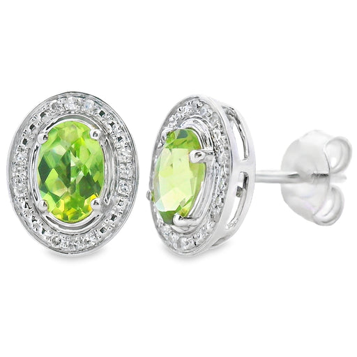 Bids.com 1.18ct Peridot Diamond Earrings 10KT White Gold Earrings