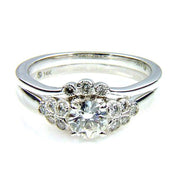 Bids.com .90ct Antique Style Engagement Ring Set 14KT White Gold Rings