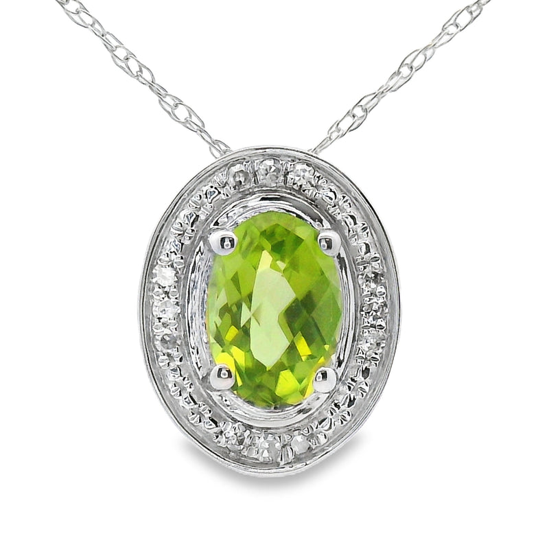 Bids.com .52ct Peridot Diamond Fashion Pendants 10KT White Gold Pendants