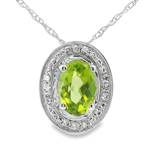 Bids.com .52ct Peridot Diamond Fashion Pendants 10KT White Gold Pendants