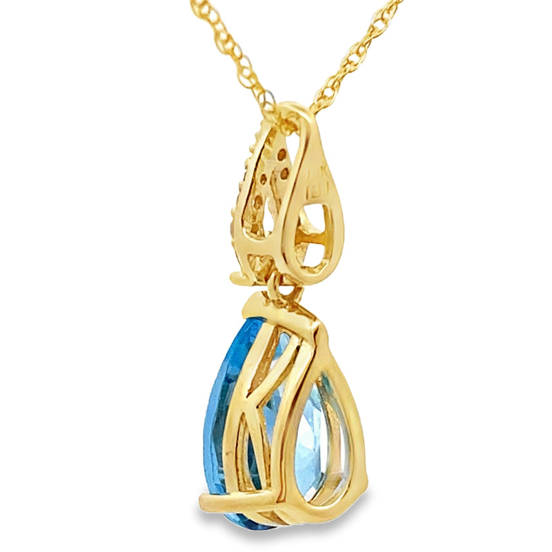Bids.com Blue Topaz Diamond Fashion Pendants 10KT Yellow Gold Pendants