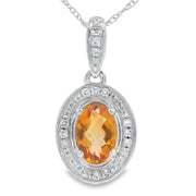 Bids.com .48ct Citrine Diamond Fashion Pendants 10KT White Gold Pendants