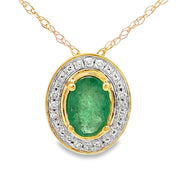Bids.com .46ct Emerald Diamond Fashion Pendants 10KT Yellow Gold Pendants