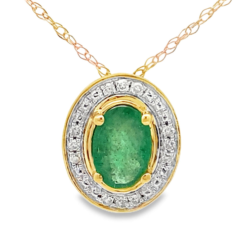 Bids.com .46ct Emerald Diamond Fashion Pendants 10KT Yellow Gold Pendants