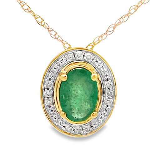 Bids.com .46ct Emerald Diamond Fashion Pendants 10KT Yellow Gold Pendants
