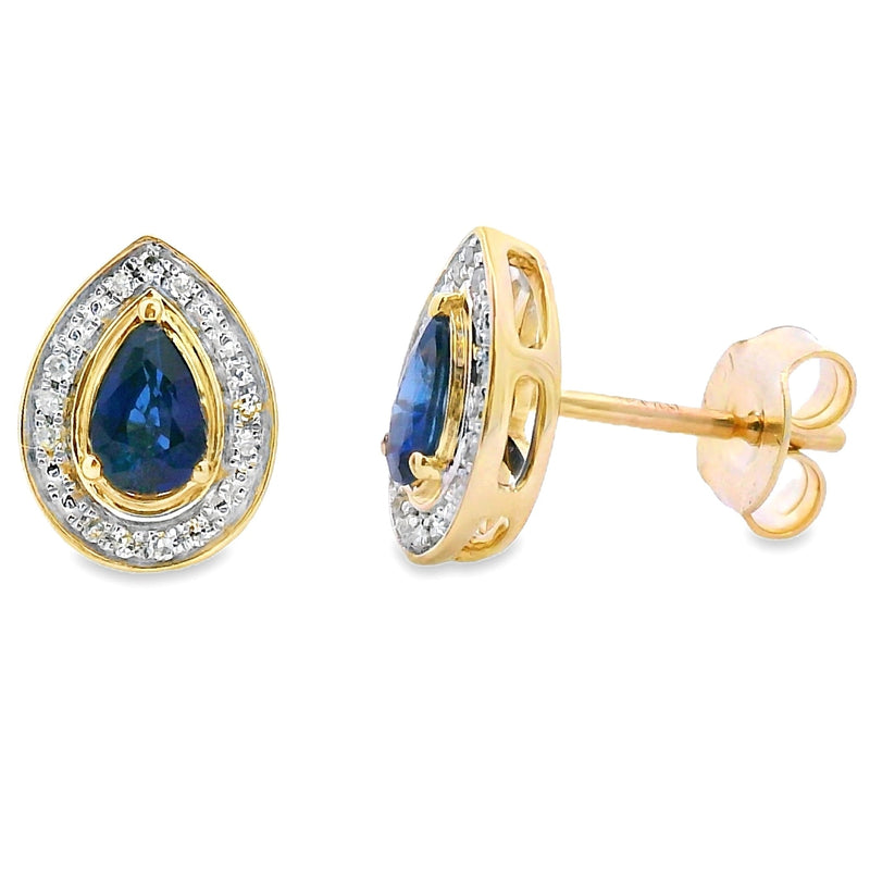 Bids.com .58ct Sapphire Diamond Stud Earrings 10KT Yellow Gold Earrings