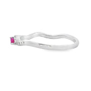 Bids.com .21ct Ruby Diamond stackable band set 14KT White Gold Rings