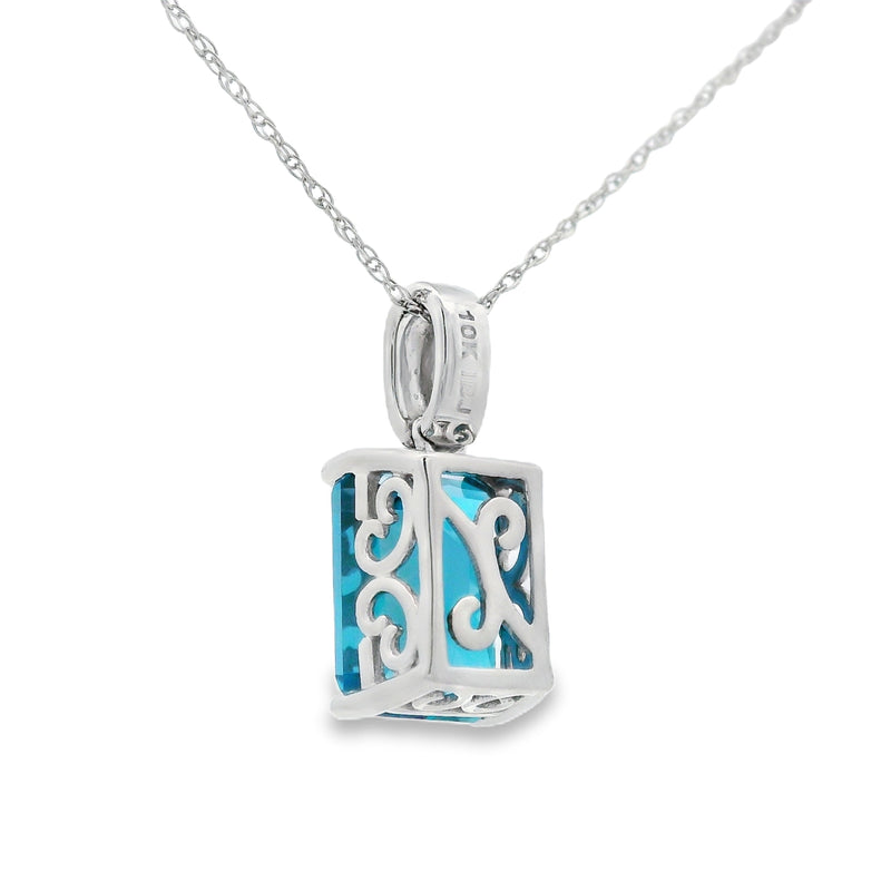 Bids.com London Blue Topaz Fashion Pendants 10KT White Gold Pendants