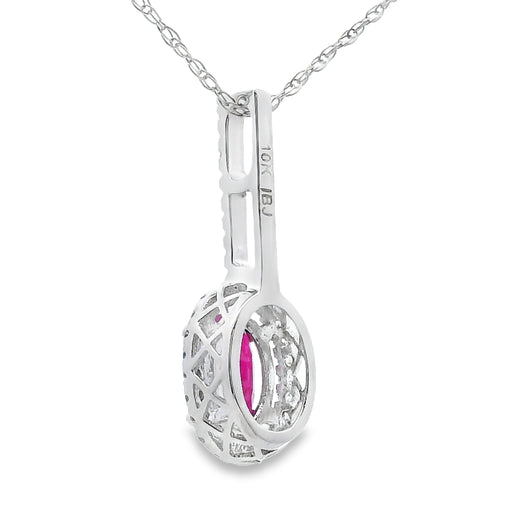 Bids.com .61ct Ruby Diamond Fashion Pendants 10KT White Gold Pendants