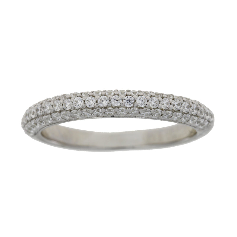 Bids.com Cubic Zirconium Wedding Band Ring Sterling Silver Rings