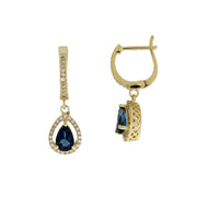 Bids.com London Blue Topaz Dangle Earrings 14KT Yellow Gold Earrings