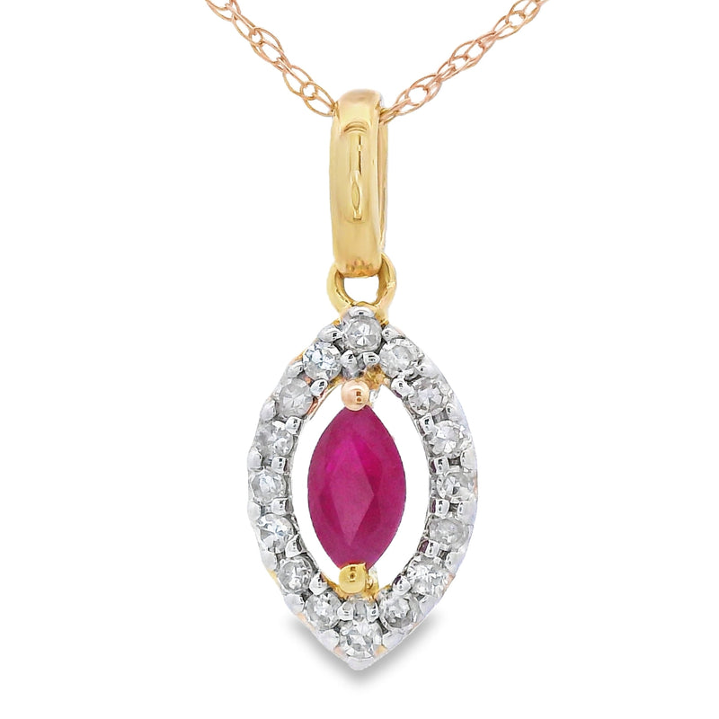 Bids.com .26ct Ruby Diamond Fashion Pendants 10KT Yellow Gold Pendants