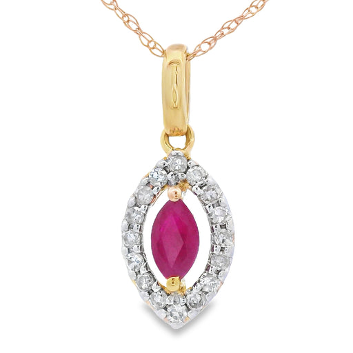 Bids.com .26ct Ruby Diamond Fashion Pendants 10KT Yellow Gold Pendants