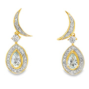 Bids.com Aquamarine Diamond Dangle Earrings 10KT Yellow Gold Earrings