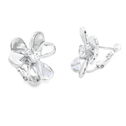 Bids.com Cubic Zirconia Flower Earrings Sterling Silver Earrings