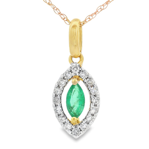 Bids.com .21ct Emerald Diamond Fashion Pendants 10KT Yellow Gold Pendants