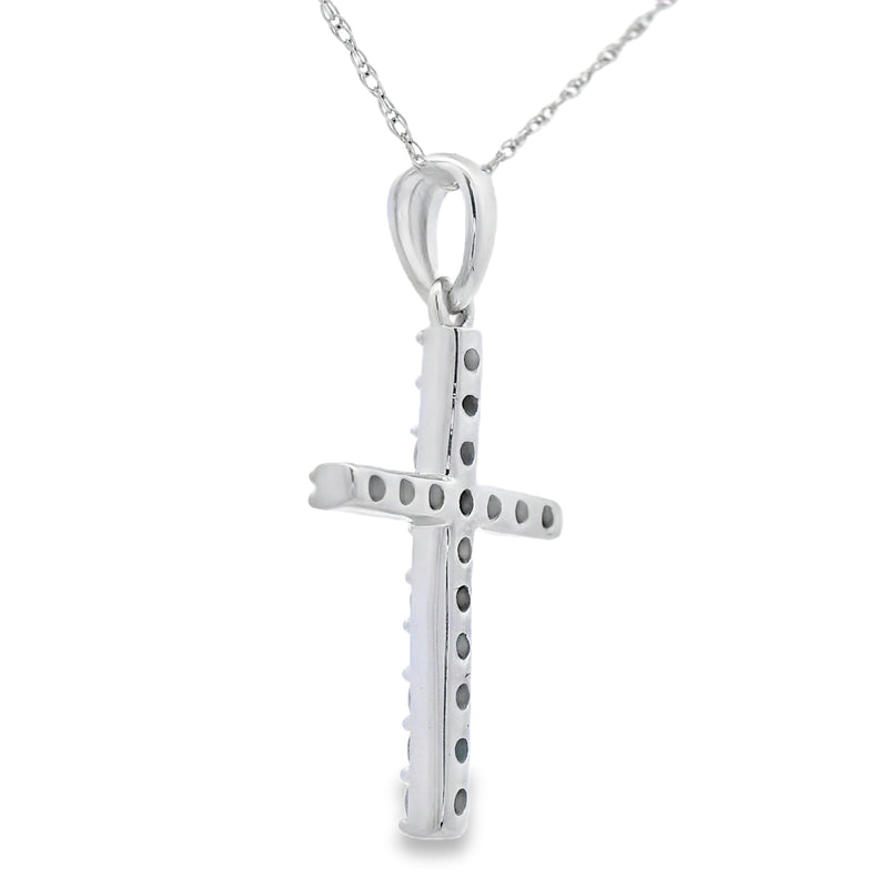Bids.com .30ct Diamond Cross Religious Pendant 14KT White Gold Pendants