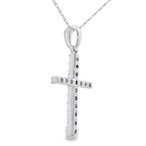 Bids.com .30ct Diamond Cross Religious Pendant 14KT White Gold Pendants