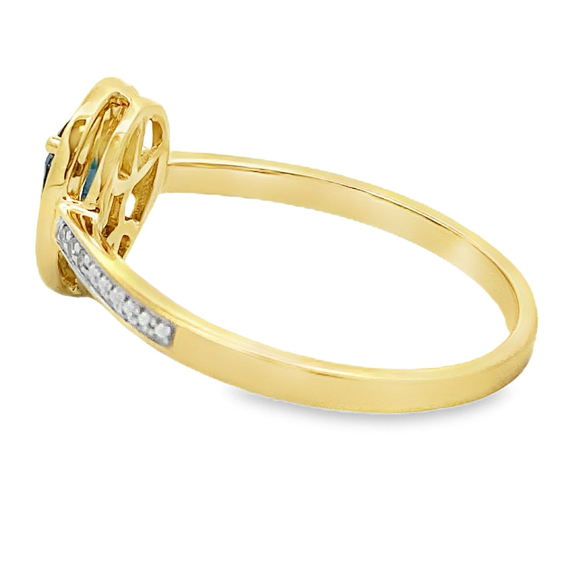 Bids.com .54ct Sapphire Diamond Ring 10KT Yellow Gold Rings
