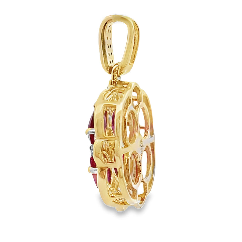 Bids.com 2.80ct Ruby Diamond Fashion Pendants 14KT Yellow Gold Pendants