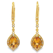 Bids.com 1.88ct Citrine Diamond Dangle Earrings 10KT Yellow Gold Earrings