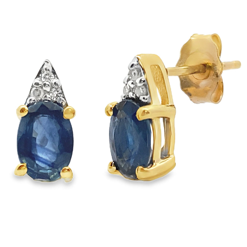 Bids.com 1.38ct Sapphire Diamond Stud Earrings 10KT Yellow Gold Earrings
