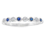 Bids.com Sapphire Diamond stackable band set 14KT White Gold Rings