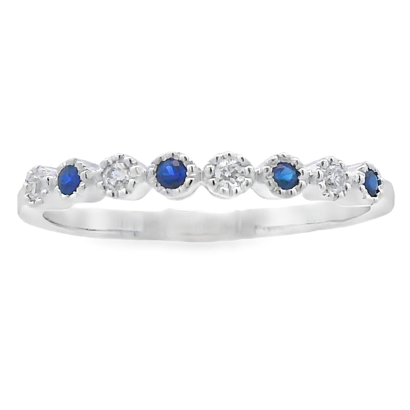 Bids.com Sapphire Diamond stackable band set 14KT White Gold Rings