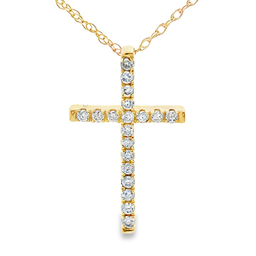 Bids.com .13ct Diamond Cross Religious Pendant 14KT Yellow Gold Pendants