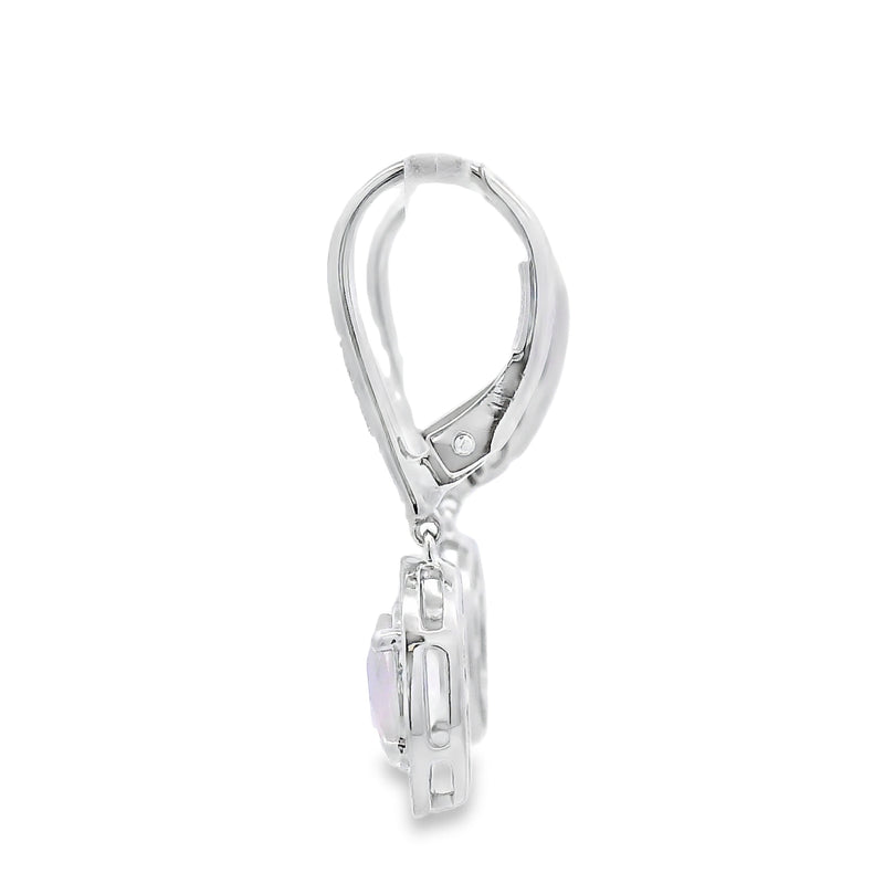 Bids.com Rose Quartz Diamond Dangle Earrings 10KT White Gold Earrings