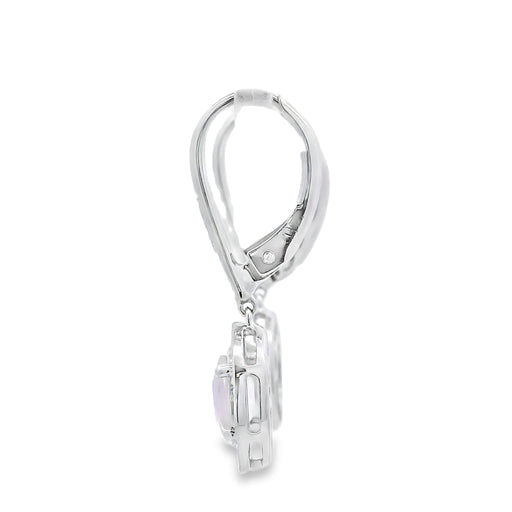 Bids.com Rose Quartz Diamond Dangle Earrings 10KT White Gold Earrings