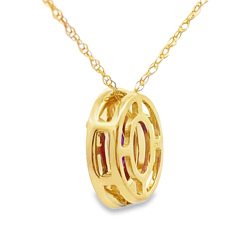 Bids.com Amethyst Diamond Fashion Pendants 10KT Yellow Gold Pendants