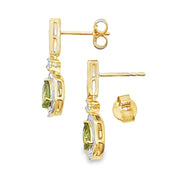 Bids.com .96ct Peridot Diamond Dangle Earrings 10KT Yellow Gold Earrings